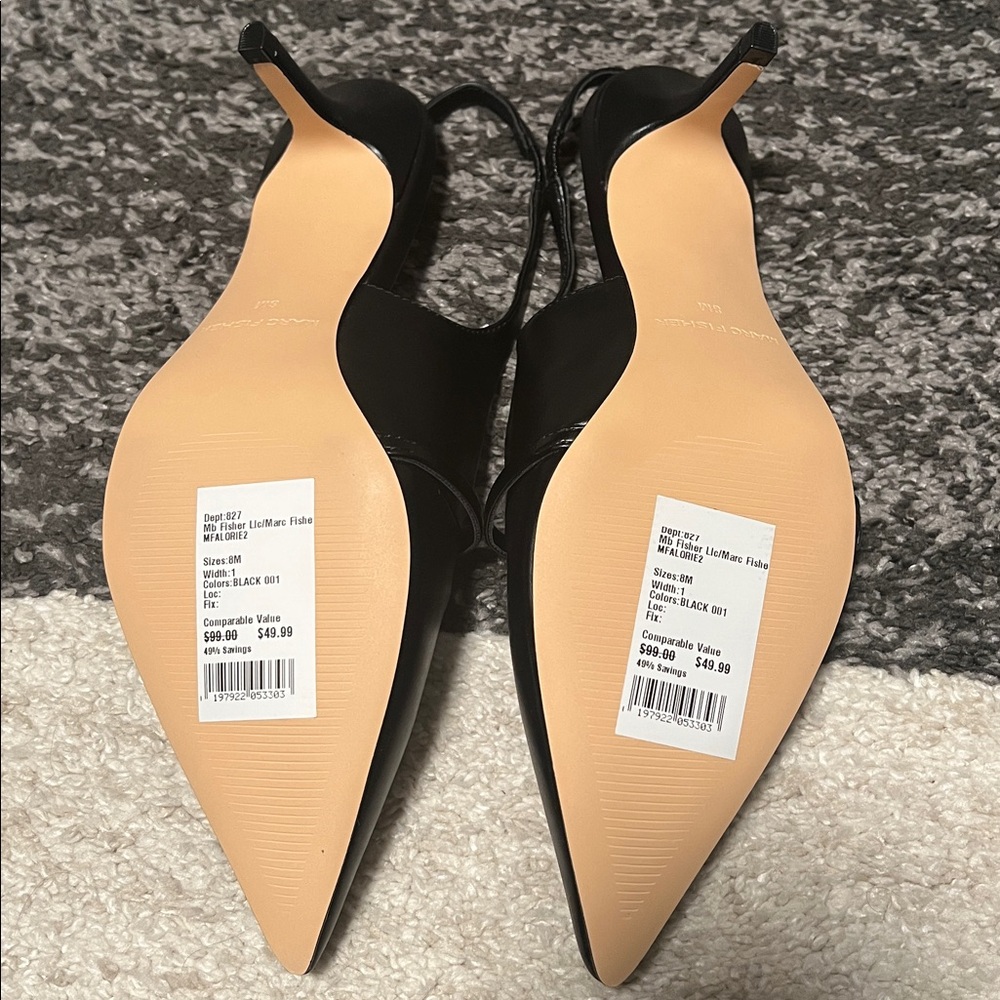 Marc Fisher Alorie 2 kitten heel slingback pumps with strap, black, size 8 NIB! - Picture 7 of 8